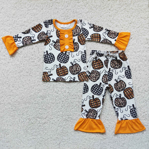 6 C10-38 girl pumpkin halloween orange long sleeve set-promotion 2023.10.4