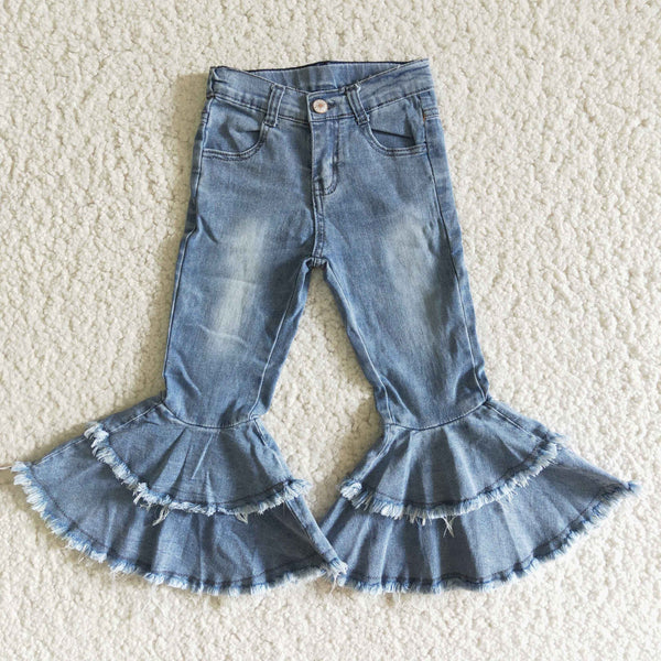 C5-15 girl blue denim long pants pants jeans(no belt)