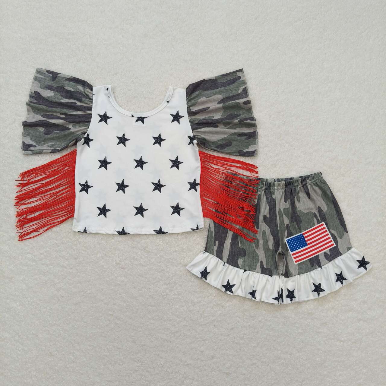 GSSO0918 RTS baby girl clothes 4th of July patriotic toddler girl summer outfit