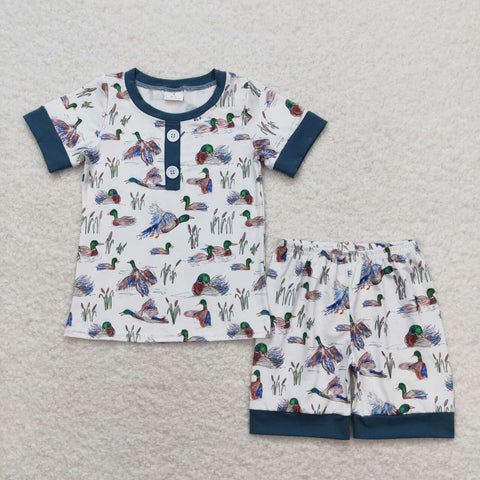 BSSO0524 RTS baby boy clothes mallard boy summer outfits summer pajamas set