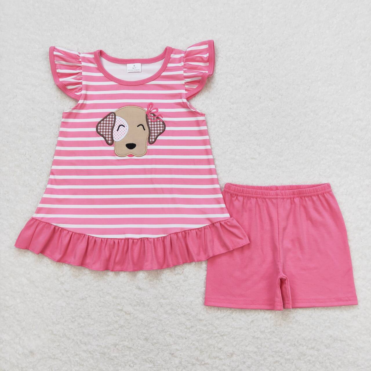 GSSO0874 RTS baby girl clothes embroidery dog toddler girl summer outfits