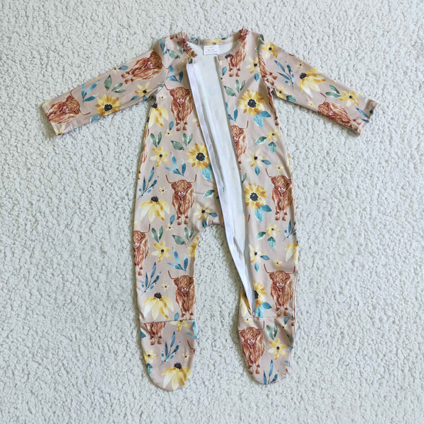 LR0071 girls winter clothes cow floral kids zipper romper-promotion 2024.11.16 $5.5