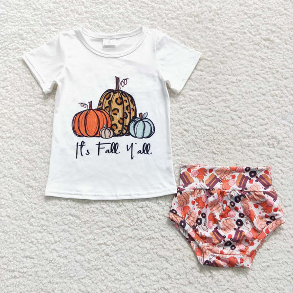 GBO0182 baby clothes pumpkin halloween bummies set