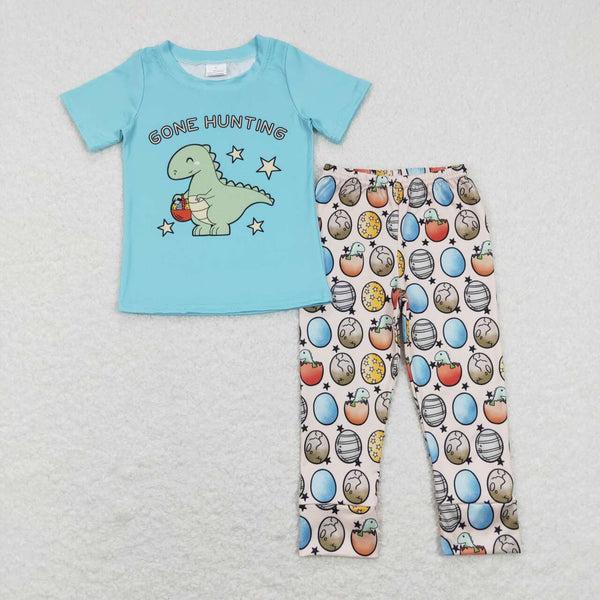 BSPO0202 toddler boy clothes dinosaur egg easter boy spring outfit