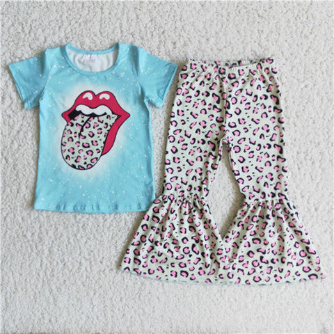 C0-24 kids clothes girls leopard blue bells set bell bottom outfit-promotion 2024.5.13 $2.99