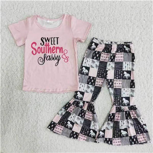 A0-16 girl fall outfits girl pink sweet thousand baby short sleeve fall spring set-promotion 2024.6.8 $2.99