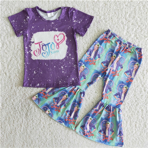 B9-23 promotion girl purple stripe short sleeve spring fall set-promotion 2024.2.44 $2.99