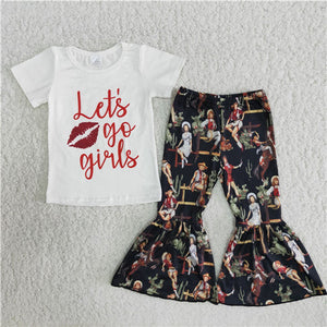 B7-15 girl let's go girls lips short sleeve spring fall set-promotion 2024.3.9 $2.99