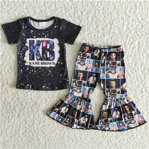 B7-14 girl KB singer black short sleeve spring fall set-promotion 2024.4.22 $2.99