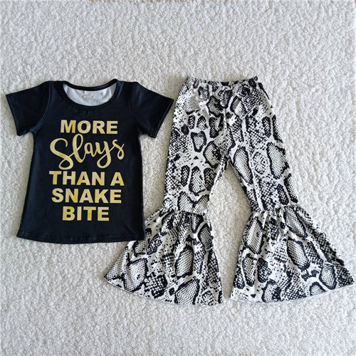 B3-24 girl black more stays than a snake bite baby girl clothes spring fall set-promotion 2024.3.9 $2.99