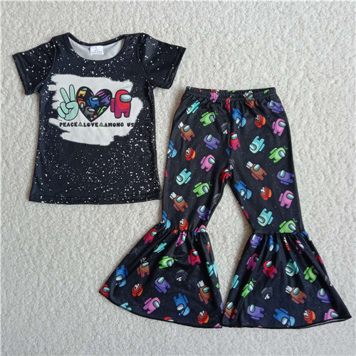 A14-16 girl black  short sleeve spring fall set-promotion 2024.4.22 $2.99