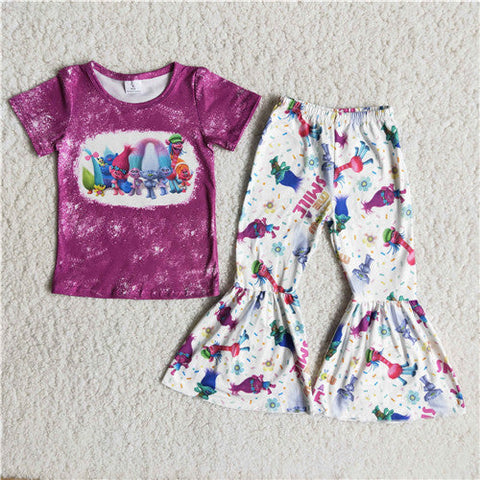 B17-4 girl cartoon pink short sleeve fall spring set-promotion 2024.7.6 $2.99