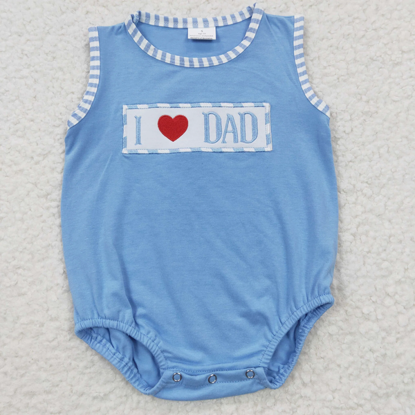 toddler clothes I love dad blue embroidery matching father's day clothing