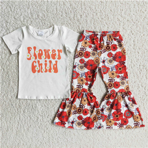 C9-14 girl flower child short sleeve fall spring set-promotion 2024.6.22  $2.99