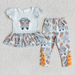 D1-3 kids clothes girls easter truck outfit carrot boutique clothing set-promotion 2024.1.27