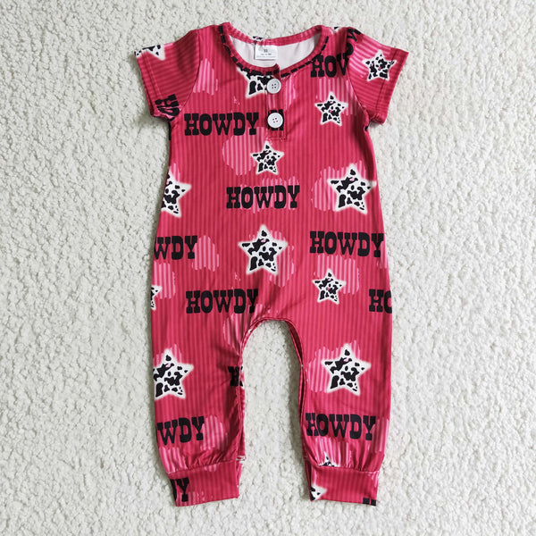 SR0073 howdy baby clothes short sleeve romper-promotion 2025.4.19 $5.5