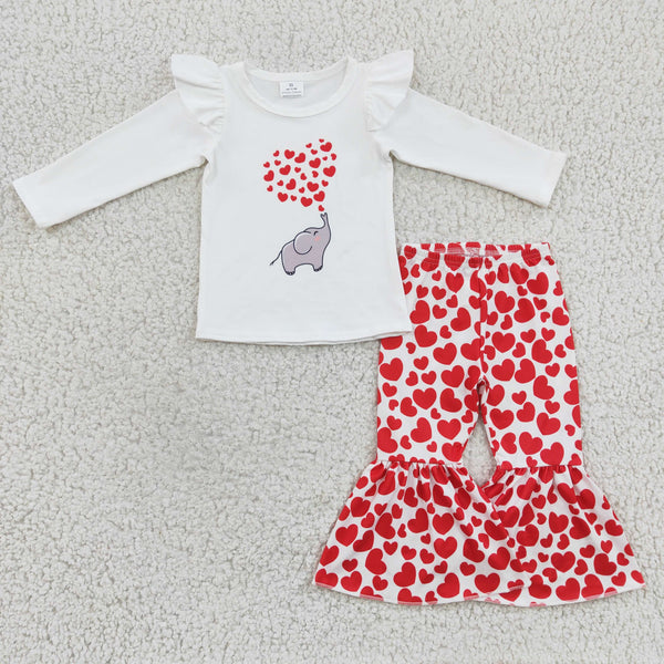 GLP0379 baby girl clothes elephant heart valentines day outfits-promotion $5.5 2026.1.17