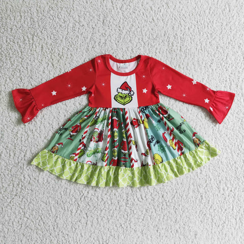 GLD0099 RTS toddler girl clothes cartoon christmas dress