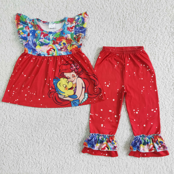 GSPO0034 kids clothes girls red cartoon spring outfit fall clothing set