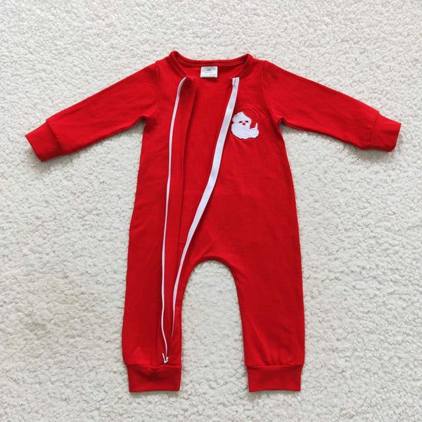 LR0598 RTS baby clothes knit cotton with embroidery santa claus boy christmas romper