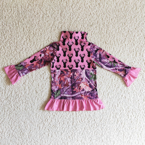 GT0056 deer pink shirt baby girl clothes