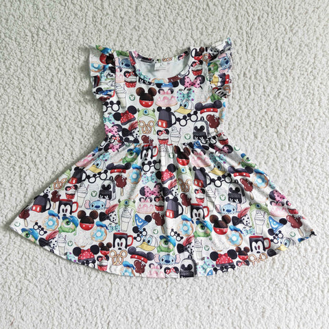 B12-11 kids clothing flutter sleeve cartoon pearl dress-promotion 2024.3.2 $2.99