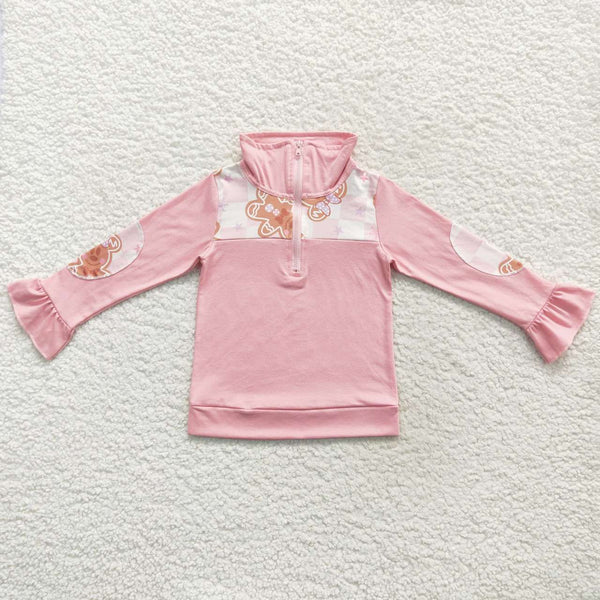 GT0218 toddler girl clothes pink cow winter zipper top