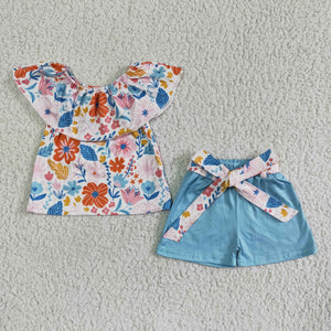 GSSO0099 kids clothing floral summer set-promotion 2024.5.25 $5.5