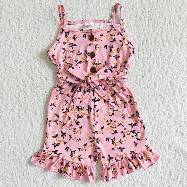 girl clothing summer jumpsuit overalls pink flower