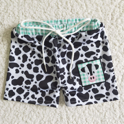 D14-4 kids clothes boy summer cow emboridery swimwear shorts