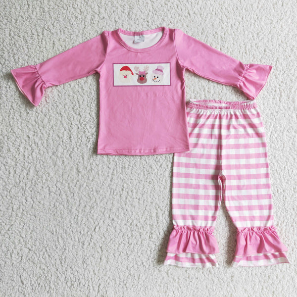 GLP0315 baby girl clothes pink santa claus christmas set-promotion 2024.12.7 $5.5