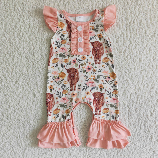 SR0010 USA warehouse 25.5.14-1 RTS baby girl clothes cow flutter sleeve romper