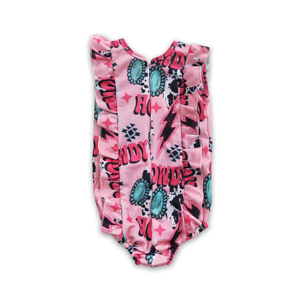 S0036 baby girl clothes howdy summer swimsuit