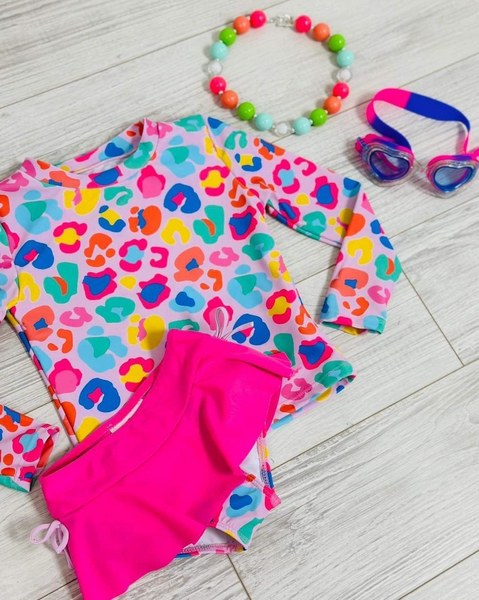 S0062 baby girl clothes swimsuit hot pink swimwear