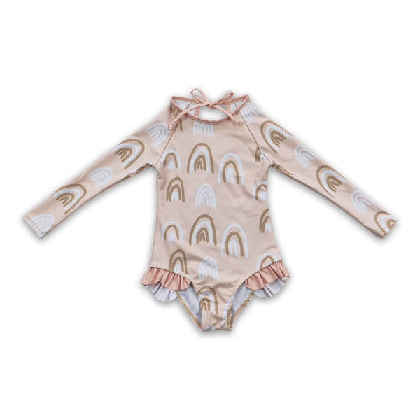 S0086 kids clothes girls rainbow swimsuit girl summer swimwear