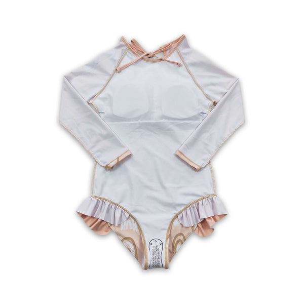 S0086 kids clothes girls rainbow swimsuit girl summer swimwear