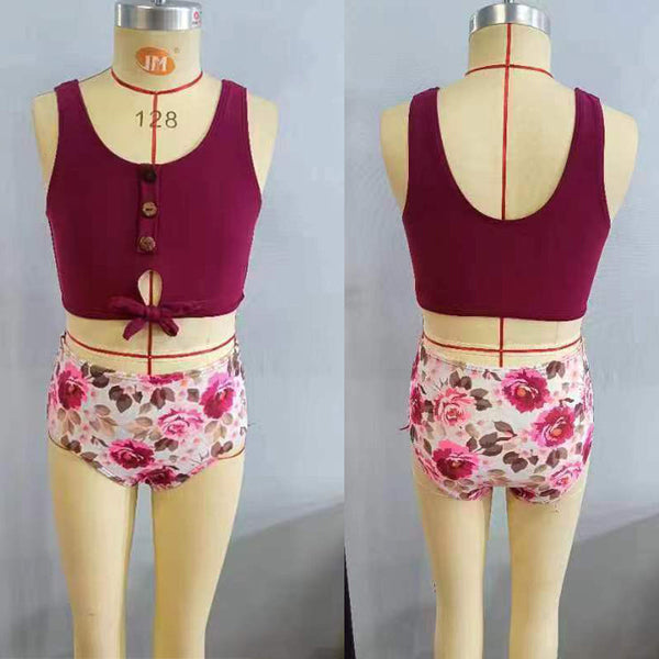 S0141 baby girl clothes girl floral swimwear toddler girl summer swimsuit 1