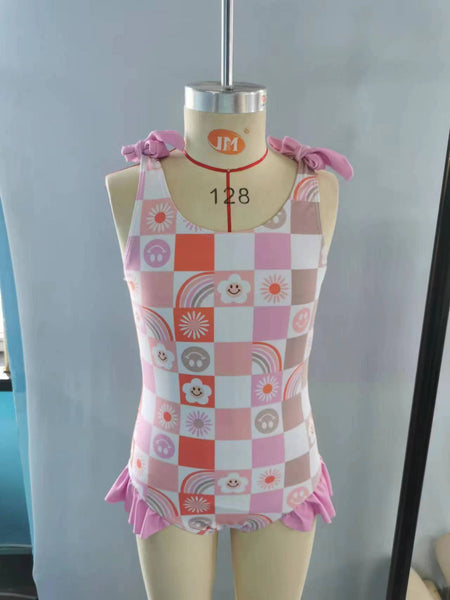 S0150 baby girl clothes smile girl swimsuit swimwear