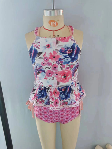 S0156 baby girl clothes floral girl swimsuit swimwear