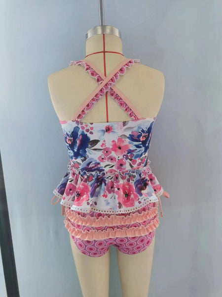 S0156 baby girl clothes floral girl swimsuit swimwear