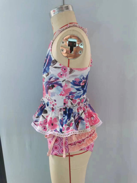 S0156 baby girl clothes floral girl swimsuit swimwear