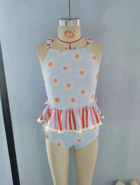 S0157 baby girl clothes floral flower girl swimsuit swimwear