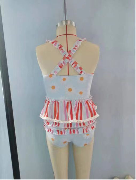 S0157 baby girl clothes floral flower girl swimsuit swimwear 1