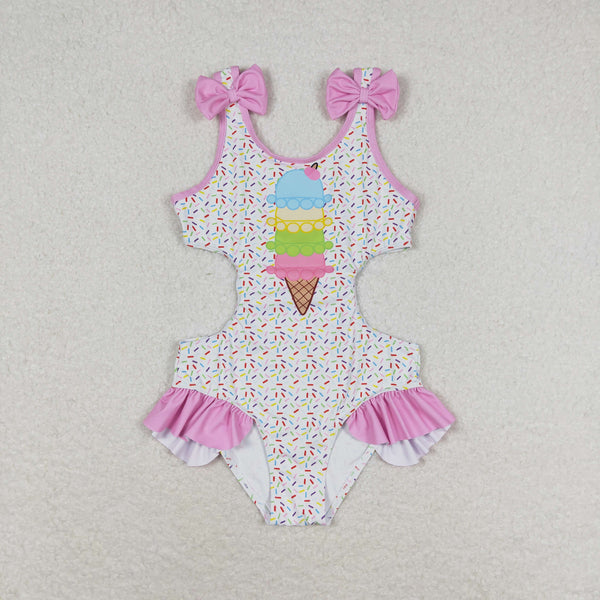 S0178 RTS baby girl clothes ice-cream girl swimsuit swimwear beach wear