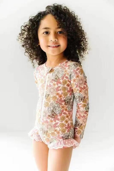 S0184 baby girl clothes girl swimsuit swimwear floral bathing suit beach wear