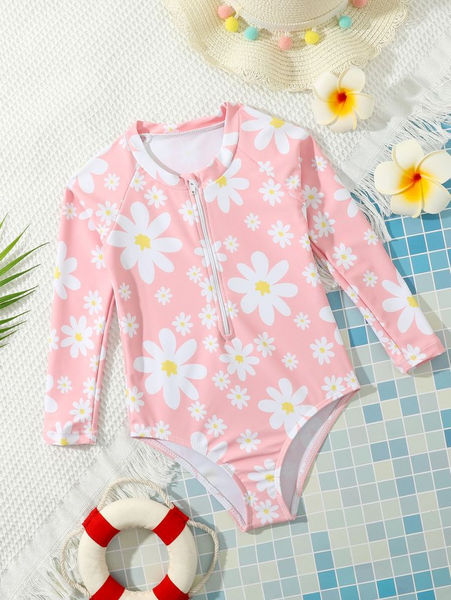S0244 RTS baby girl clothes pink flower girl summer swimsuit