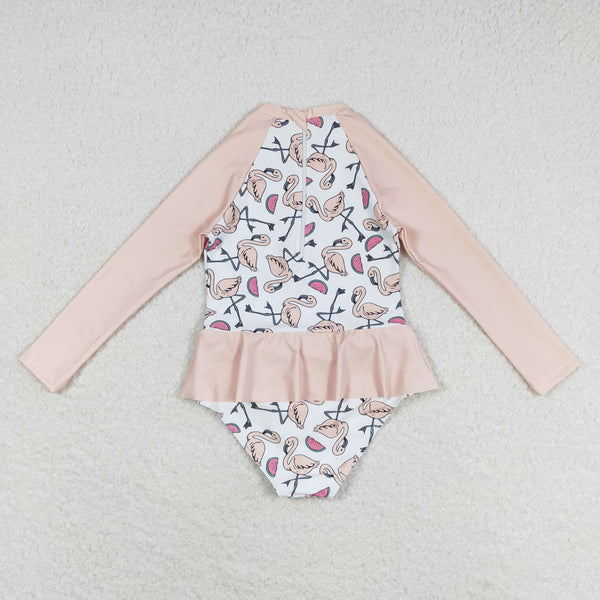 S0245 RTS baby girl clothes flamingo girl summer swimsuit beach wear