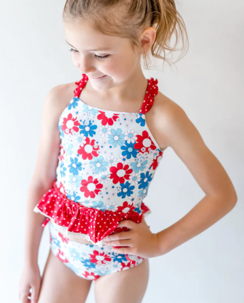 S0253 RTS baby girl clothes floral girl summer swimsuit swim wear beach bathing suit