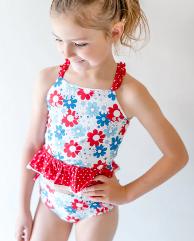 S0253 RTS baby girl clothes floral girl summer swimsuit swim wear beach bathing suit