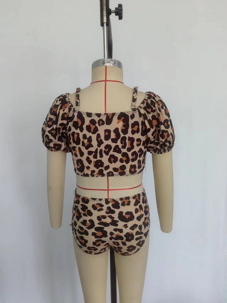 S0272 RTS baby girl clothes leopard print girl summer swimsuit 1